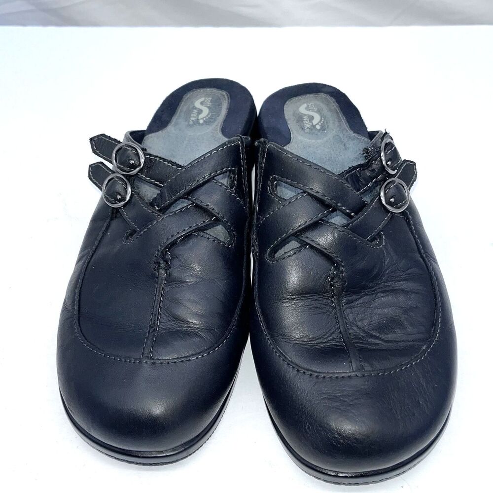 Womens Softwalk faithe Black clogs slip on  Sz 9M